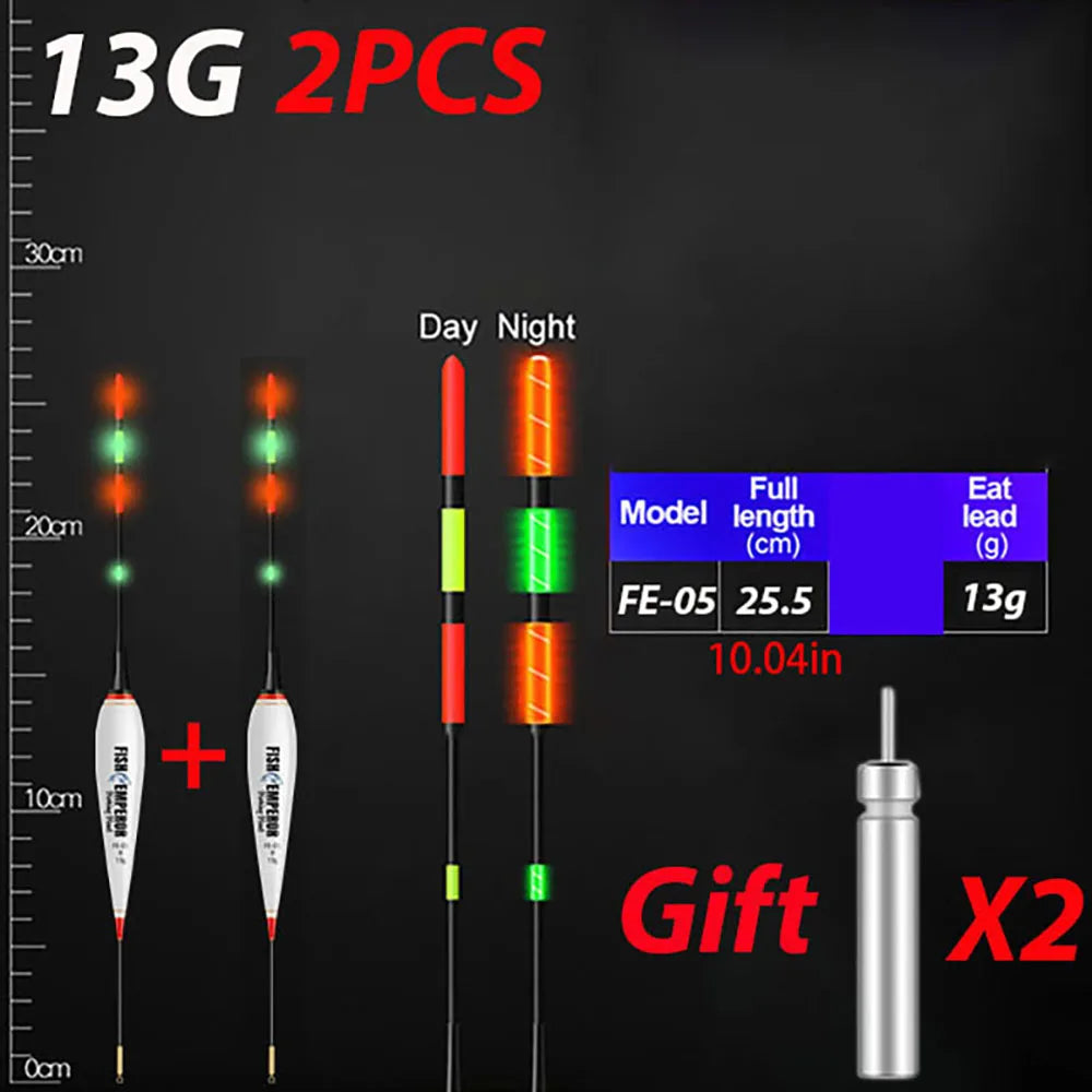 2Pcs/Lot Summer Fishing LED Night Luminous Electronic Float BuoyLarge Buoyancy 3g-13g With CR425 Battery 2024 Fishing Tackle