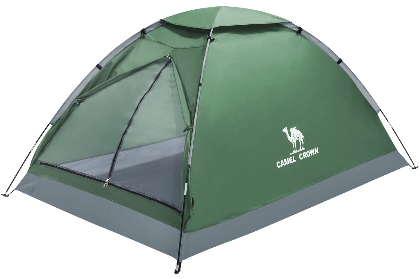 CAMEL CROWN 2 Person Camping Tent with Removable Rain Fly Easy Setup Outdoor Tents Water Resistant Lightweight Portable for Family Backpacking Camping Hiking Traveling (Army green-2person)