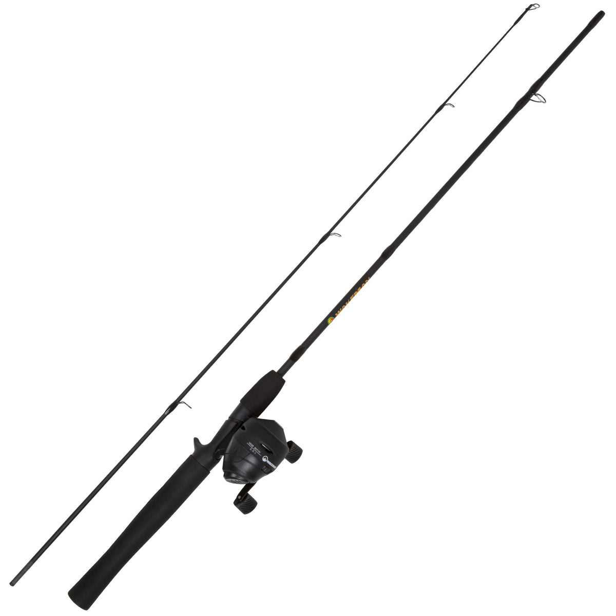 Fishing Pole - 5-Foot 4-Inch Fishing Rod and Reel Combo - Spincast Reel with Stainless-Steel and Fiberglass Rod - Fishing Gear by Wakeman (Black)