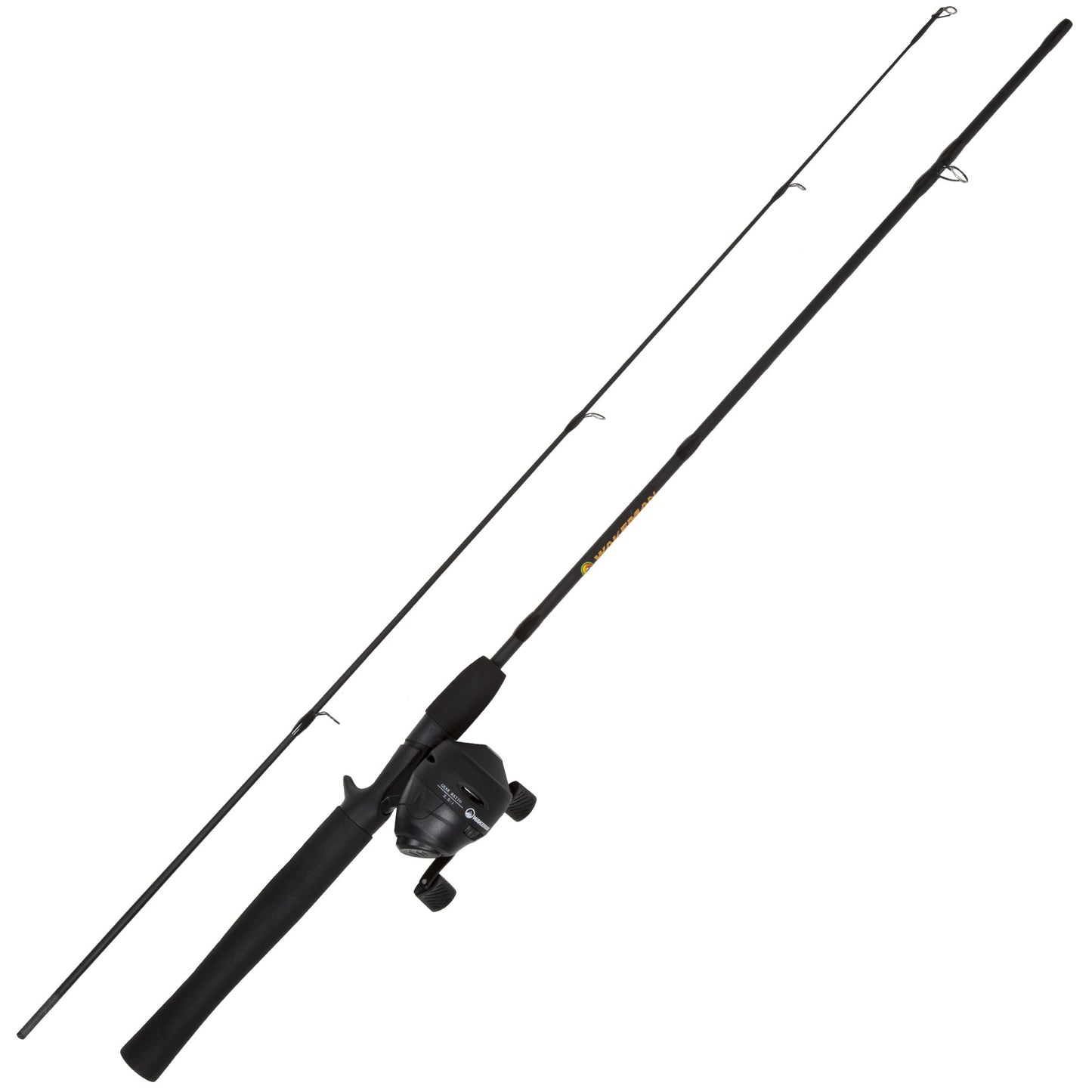 Fishing Pole - 5-Foot 4-Inch Fishing Rod and Reel Combo - Spincast Reel with Stainless-Steel and Fiberglass Rod - Fishing Gear by Wakeman (Black)