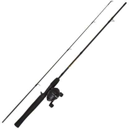 Fishing Pole - 5-Foot 4-Inch Fishing Rod and Reel Combo - Spincast Reel with Stainless-Steel and Fiberglass Rod - Fishing Gear by Wakeman (Black)