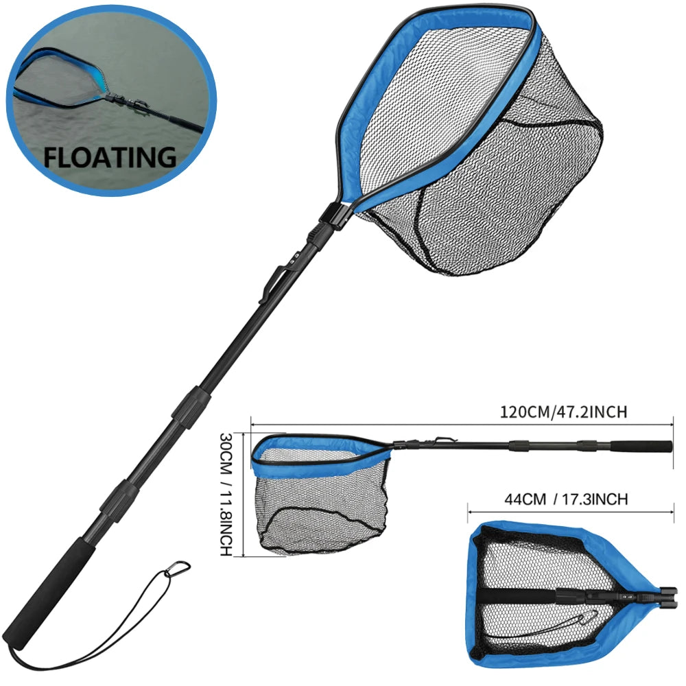 Retractable Landing Net Folding 1.9m/1.5m/1.3m Telescopic Fishing Net Outdoor Sea Mesh Portable Hand Dip Net For Carp Fly Fun