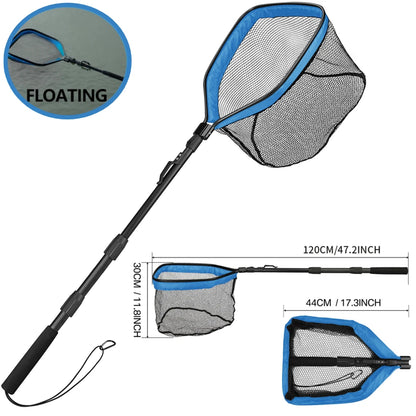 Retractable Landing Net Folding 1.9m/1.5m/1.3m Telescopic Fishing Net Outdoor Sea Mesh Portable Hand Dip Net For Carp Fly Fun