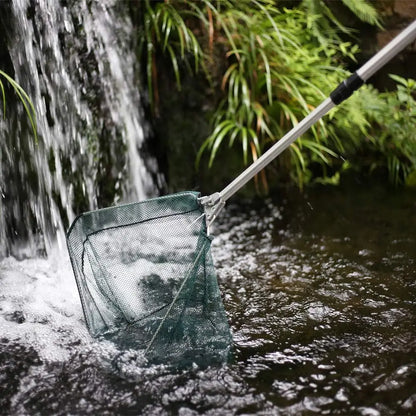 Triangle Fishing Landing Net with Telescoping Pole Handle Easy Catching or Releasing Fishing net for Fly Trout Carp Course Sea