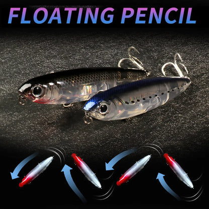 Floating Pencil Bait 17.5g 10cm Topwater Walk The Dog Fishing Lure 3D Swimbait Hook Popper Pesca Wobbler Minnow Rattle Cranbait
