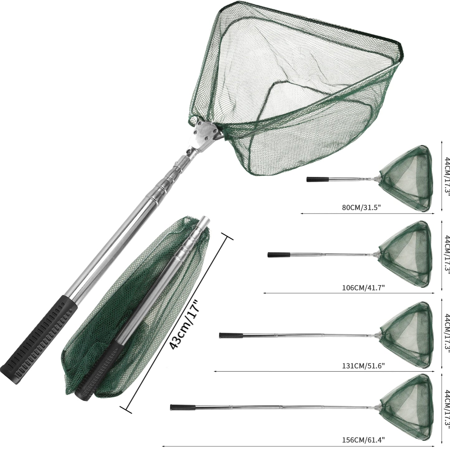 Retractable Landing Net Folding 1.9m/1.5m/1.3m Telescopic Fishing Net Outdoor Sea Mesh Portable Hand Dip Net For Carp Fly Fun