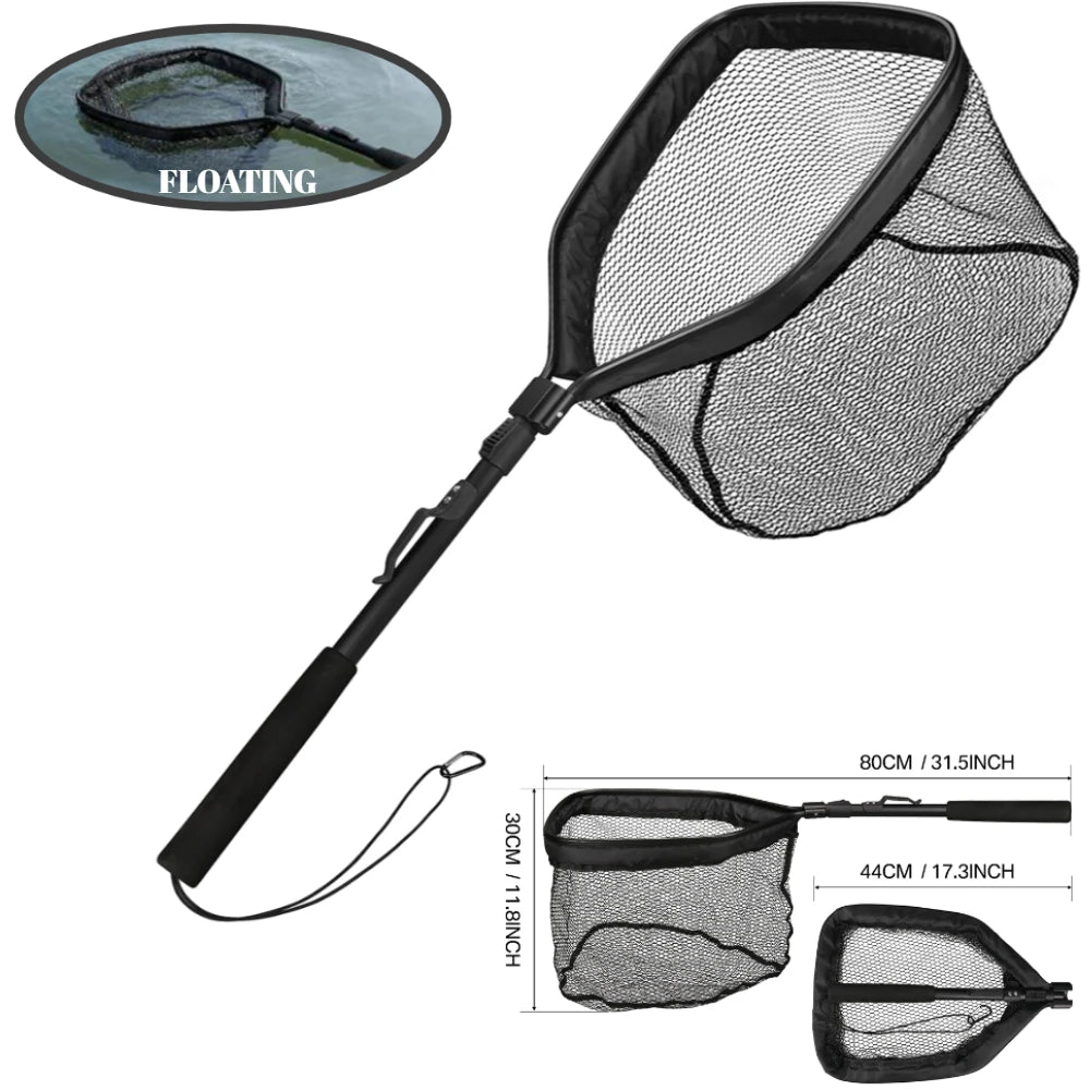 Retractable Landing Net Folding 1.9m/1.5m/1.3m Telescopic Fishing Net Outdoor Sea Mesh Portable Hand Dip Net For Carp Fly Fun