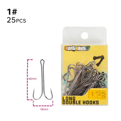 Hunthouse Fishing Hooks 1/0 2/0 3/0 Double Hook High Quality Carbon Steel Fish Hook Sharp Hooks #1 #2 #3 #4 Fishing Tackle Set