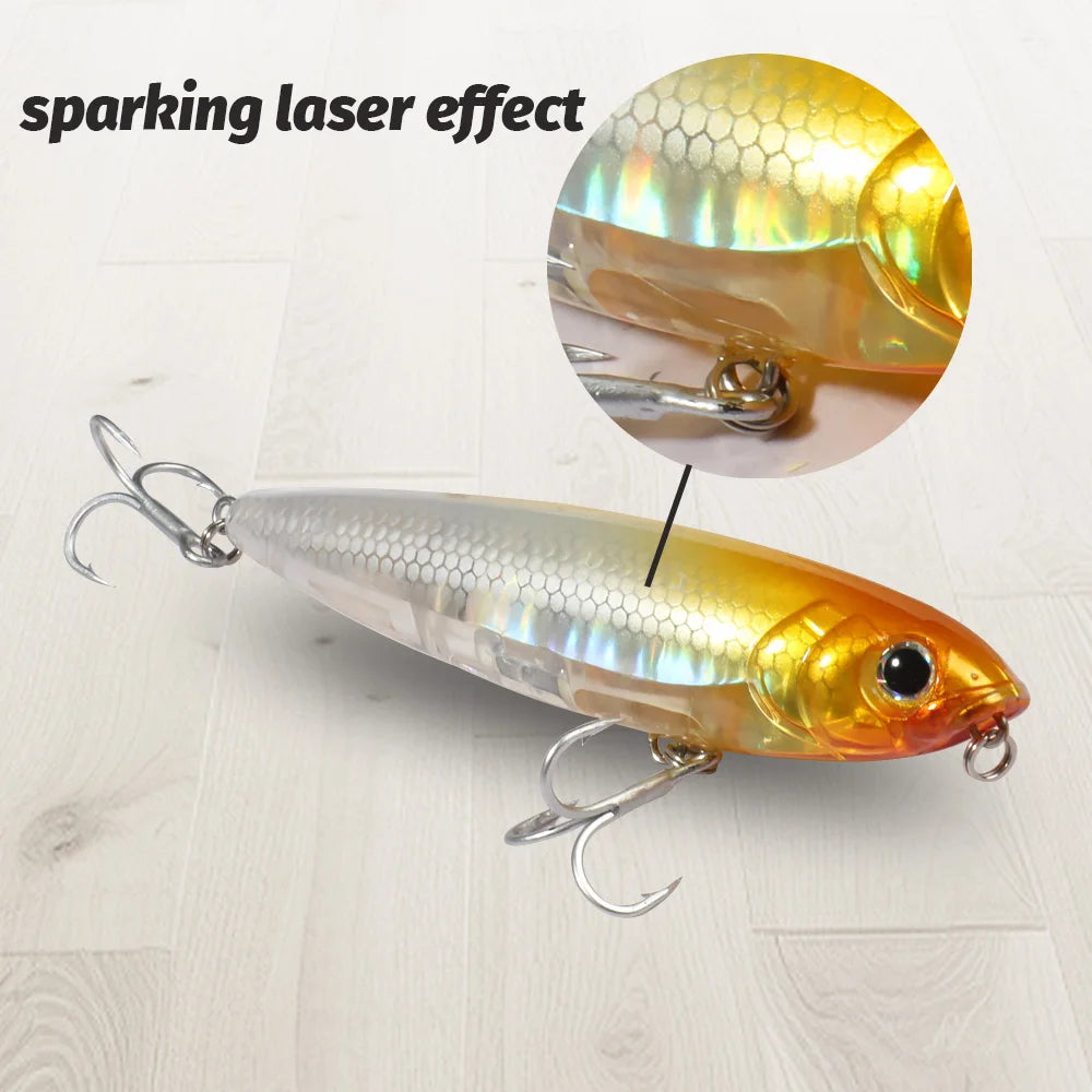 Floating Pencil Bait 17.5g 10cm Topwater Walk The Dog Fishing Lure 3D Swimbait Hook Popper Pesca Wobbler Minnow Rattle Cranbait