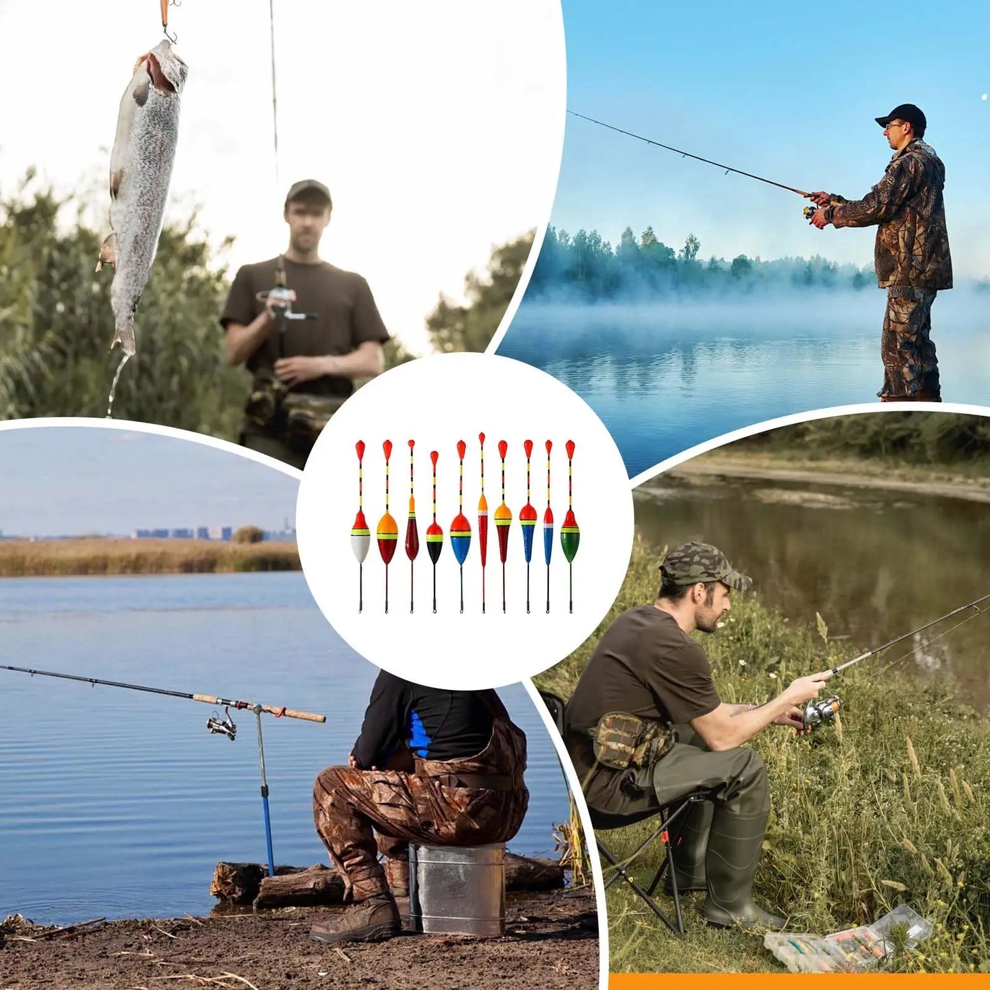 Fishing Buoys, 10 Oval-shaped Trout Hard Foam Buoys, Foam Fishing Buoys, Wooden Sliding Fishing Buoys, Bass Fishing Lines