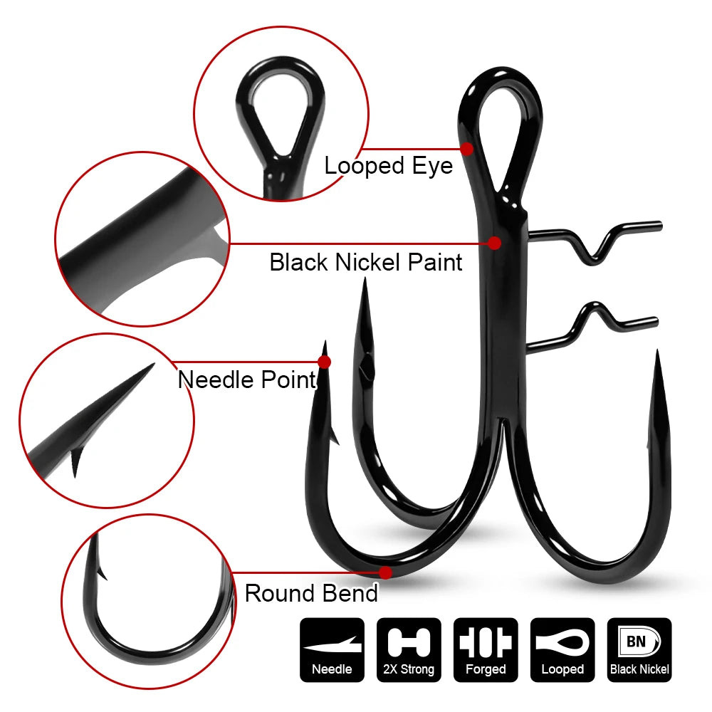 Rosewood Assist Treble Hook With Bait Holder Spikes For Soft Fishing Lure Swimbait T-Trebles Claw Stinger Rig Hooks Accessories