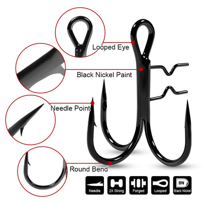 Rosewood Assist Treble Hook With Bait Holder Spikes For Soft Fishing Lure Swimbait T-Trebles Claw Stinger Rig Hooks Accessories