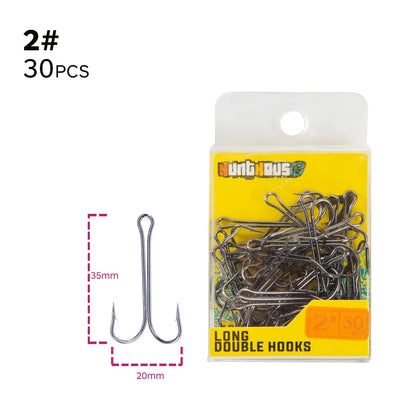 Hunthouse Fishing Hooks 1/0 2/0 3/0 Double Hook High Quality Carbon Steel Fish Hook Sharp Hooks #1 #2 #3 #4 Fishing Tackle Set