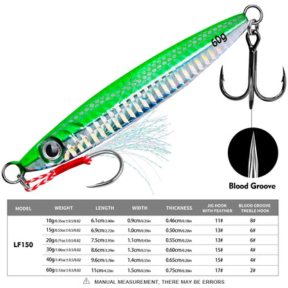 PROBEROS 1pc Metal Jig 10g 15g 20g 30g 40g 60g Durable Bionic Hard Bait with Realistic Design - Perfect Sea Fishing Accessory