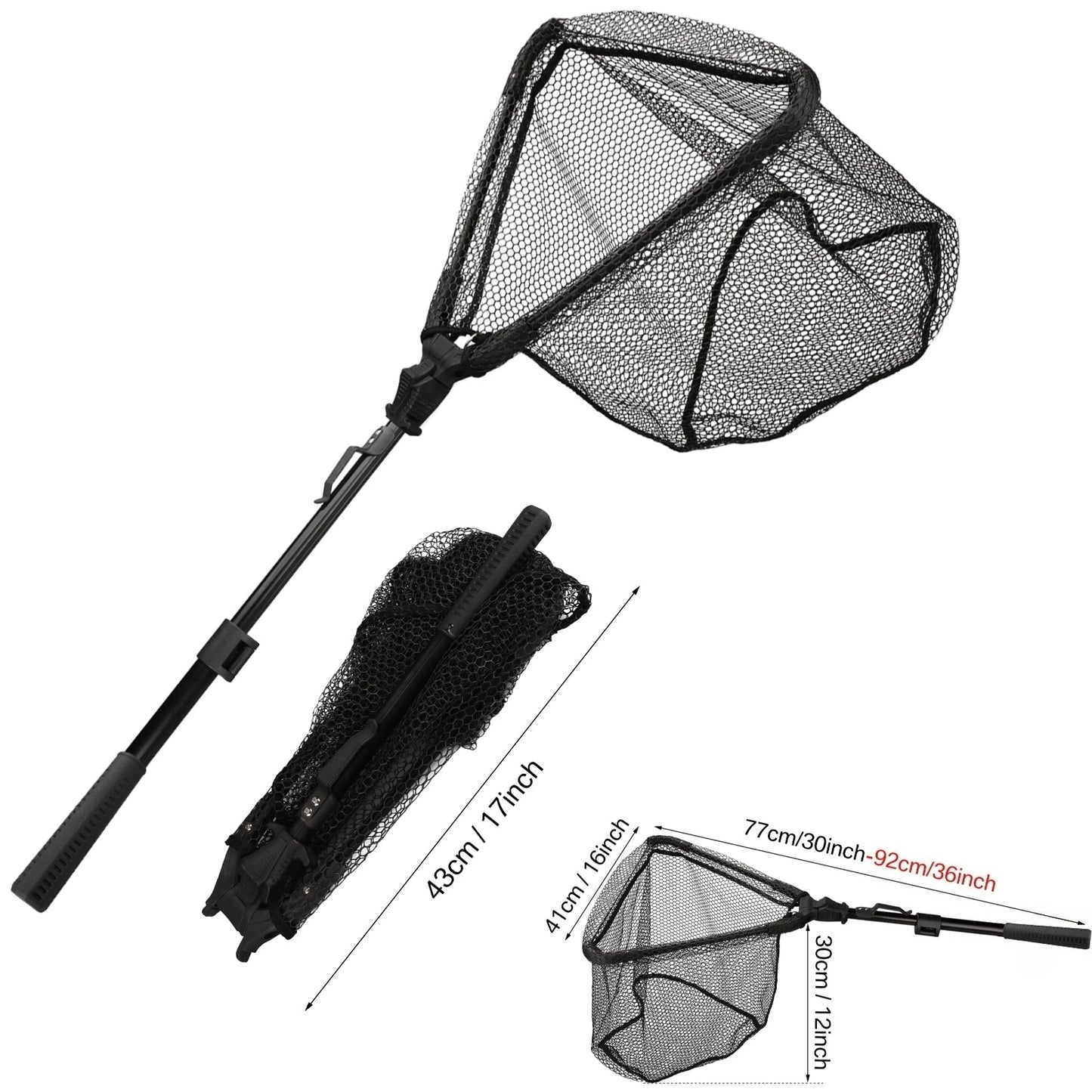 Retractable Landing Net Folding 1.9m/1.5m/1.3m Telescopic Fishing Net Outdoor Sea Mesh Portable Hand Dip Net For Carp Fly Fun