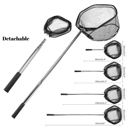 Retractable Landing Net Folding 1.9m/1.5m/1.3m Telescopic Fishing Net Outdoor Sea Mesh Portable Hand Dip Net For Carp Fly Fun
