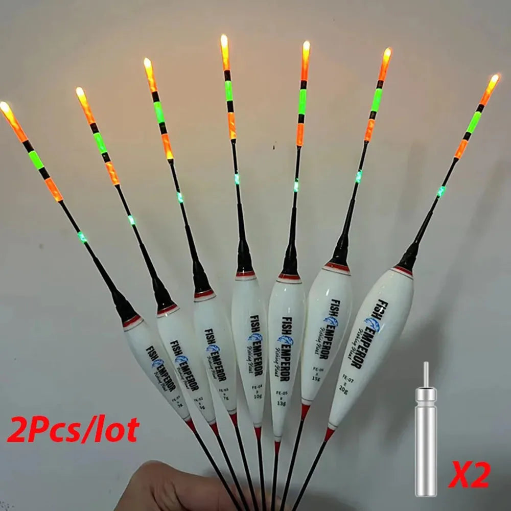 2Pcs/Lot Summer Fishing LED Night Luminous Electronic Float BuoyLarge Buoyancy 3g-13g With CR425 Battery 2024 Fishing Tackle