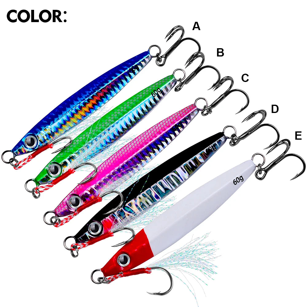 PROBEROS 1pc Metal Jig 10g 15g 20g 30g 40g 60g Durable Bionic Hard Bait with Realistic Design - Perfect Sea Fishing Accessory