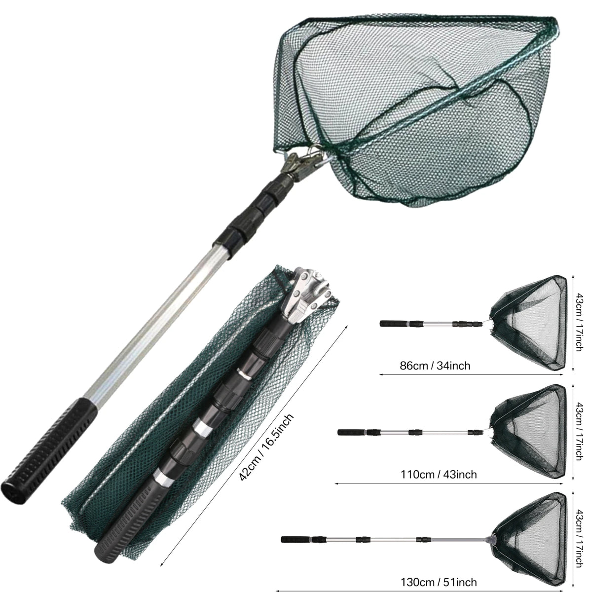 Retractable Landing Net Folding 1.9m/1.5m/1.3m Telescopic Fishing Net Outdoor Sea Mesh Portable Hand Dip Net For Carp Fly Fun