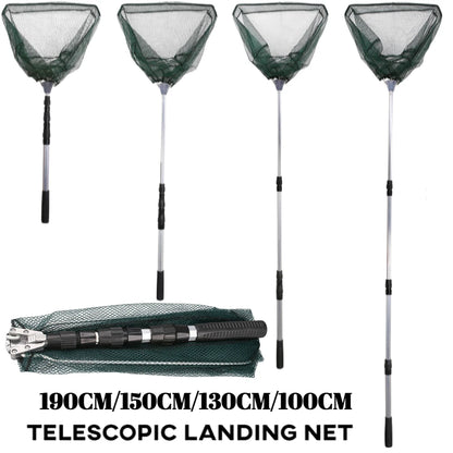 Retractable Landing Net Folding 1.9m/1.5m/1.3m Telescopic Fishing Net Outdoor Sea Mesh Portable Hand Dip Net For Carp Fly Fun