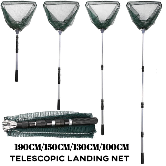 Retractable Landing Net Folding 1.9m/1.5m/1.3m Telescopic Fishing Net Outdoor Sea Mesh Portable Hand Dip Net For Carp Fly Fun