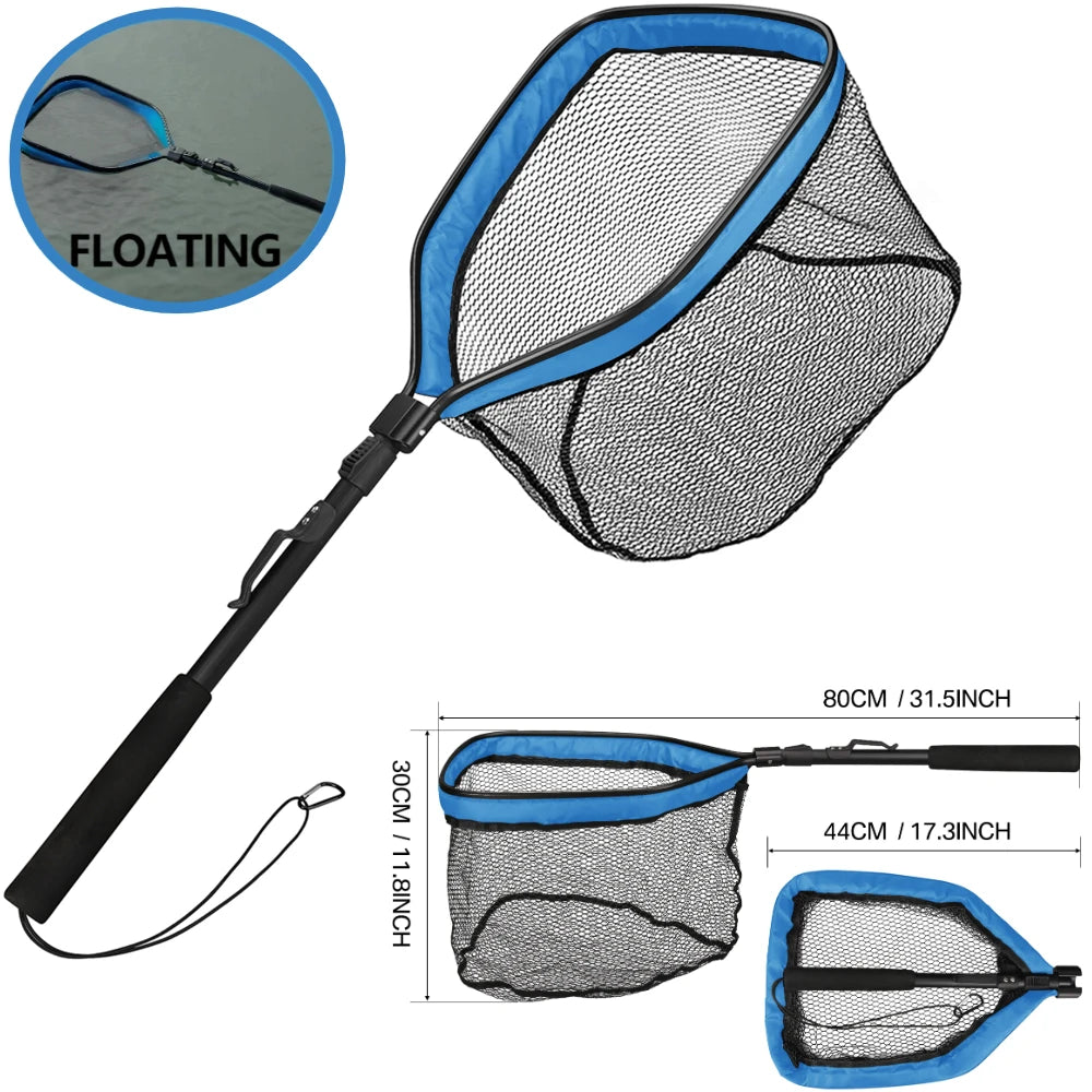 Retractable Landing Net Folding 1.9m/1.5m/1.3m Telescopic Fishing Net Outdoor Sea Mesh Portable Hand Dip Net For Carp Fly Fun