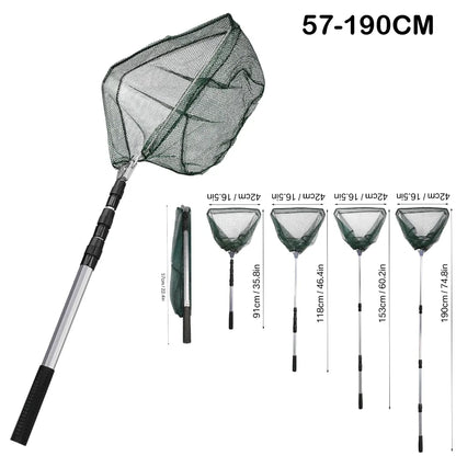 Triangle Fishing Landing Net with Telescoping Pole Handle Easy Catching or Releasing Fishing net for Fly Trout Carp Course Sea