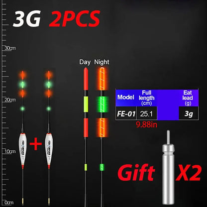 2Pcs/Lot Summer Fishing LED Night Luminous Electronic Float BuoyLarge Buoyancy 3g-13g With CR425 Battery 2024 Fishing Tackle