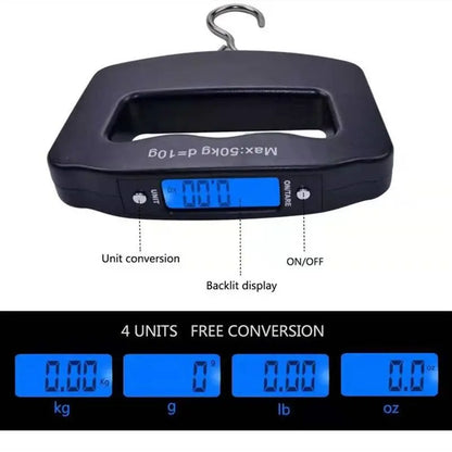 50kg Digital Fishing Scale Hanging Hook Pocket Kitchen Weight Balance Luggage Weighing Scale with Backlight Kitchen Scale