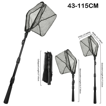 Triangle Fishing Landing Net with Telescoping Pole Handle Easy Catching or Releasing Fishing net for Fly Trout Carp Course Sea