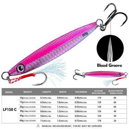 PROBEROS 1pc Metal Jig 10g 15g 20g 30g 40g 60g Durable Bionic Hard Bait with Realistic Design - Perfect Sea Fishing Accessory