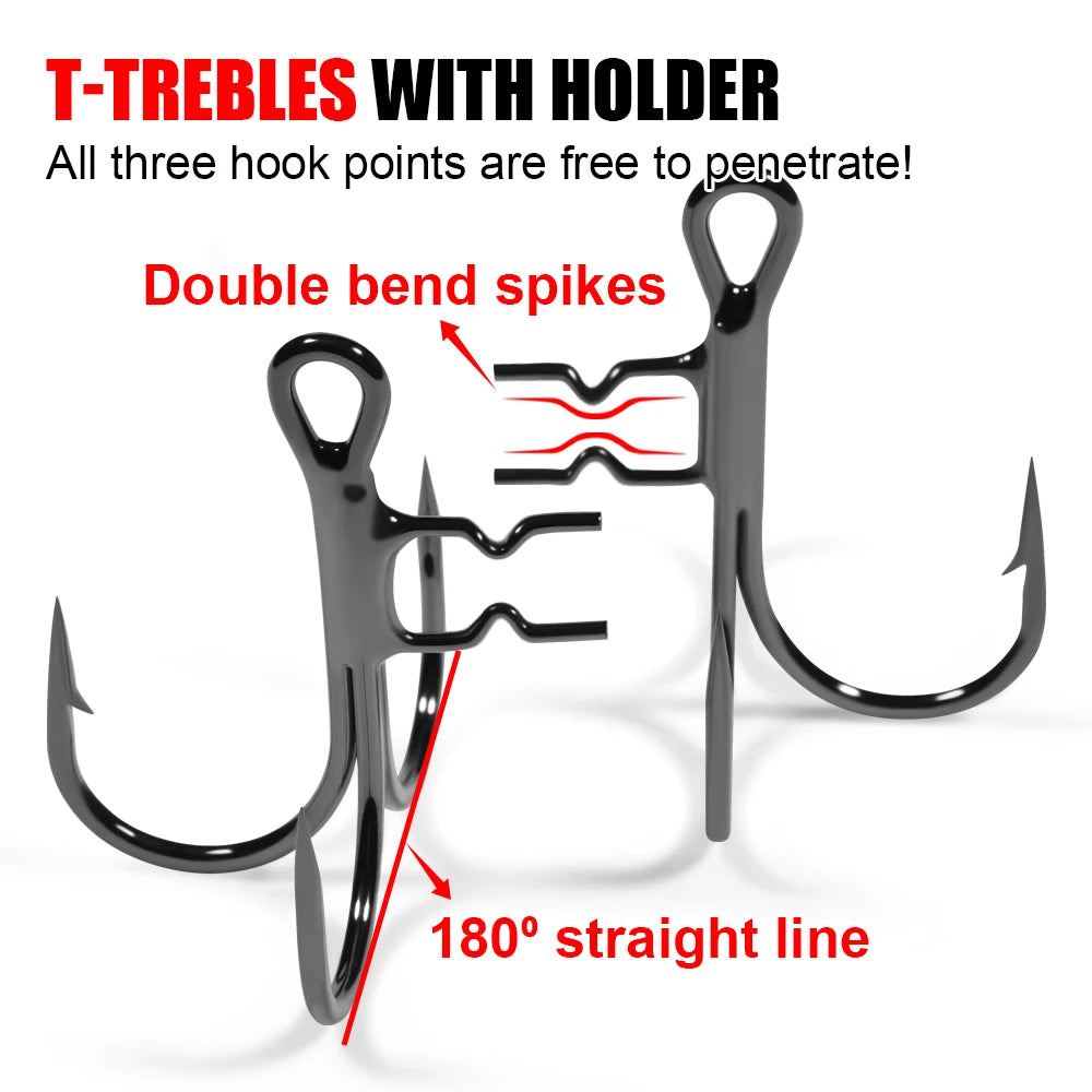 Rosewood Assist Treble Hook With Bait Holder Spikes For Soft Fishing Lure Swimbait T-Trebles Claw Stinger Rig Hooks Accessories
