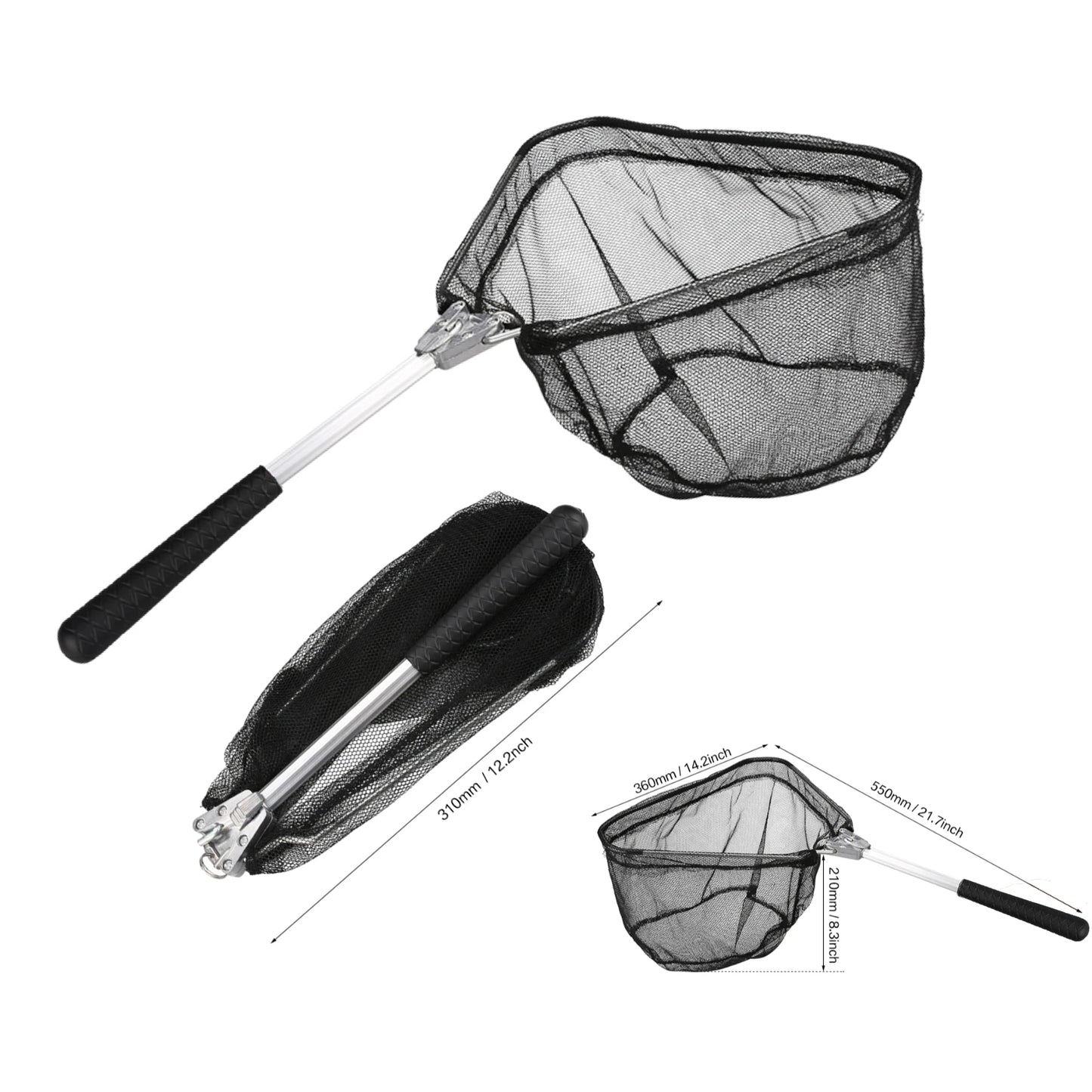 Retractable Landing Net Folding 1.9m/1.5m/1.3m Telescopic Fishing Net Outdoor Sea Mesh Portable Hand Dip Net For Carp Fly Fun