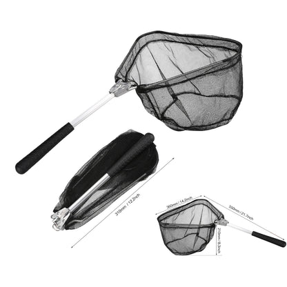 Retractable Landing Net Folding 1.9m/1.5m/1.3m Telescopic Fishing Net Outdoor Sea Mesh Portable Hand Dip Net For Carp Fly Fun