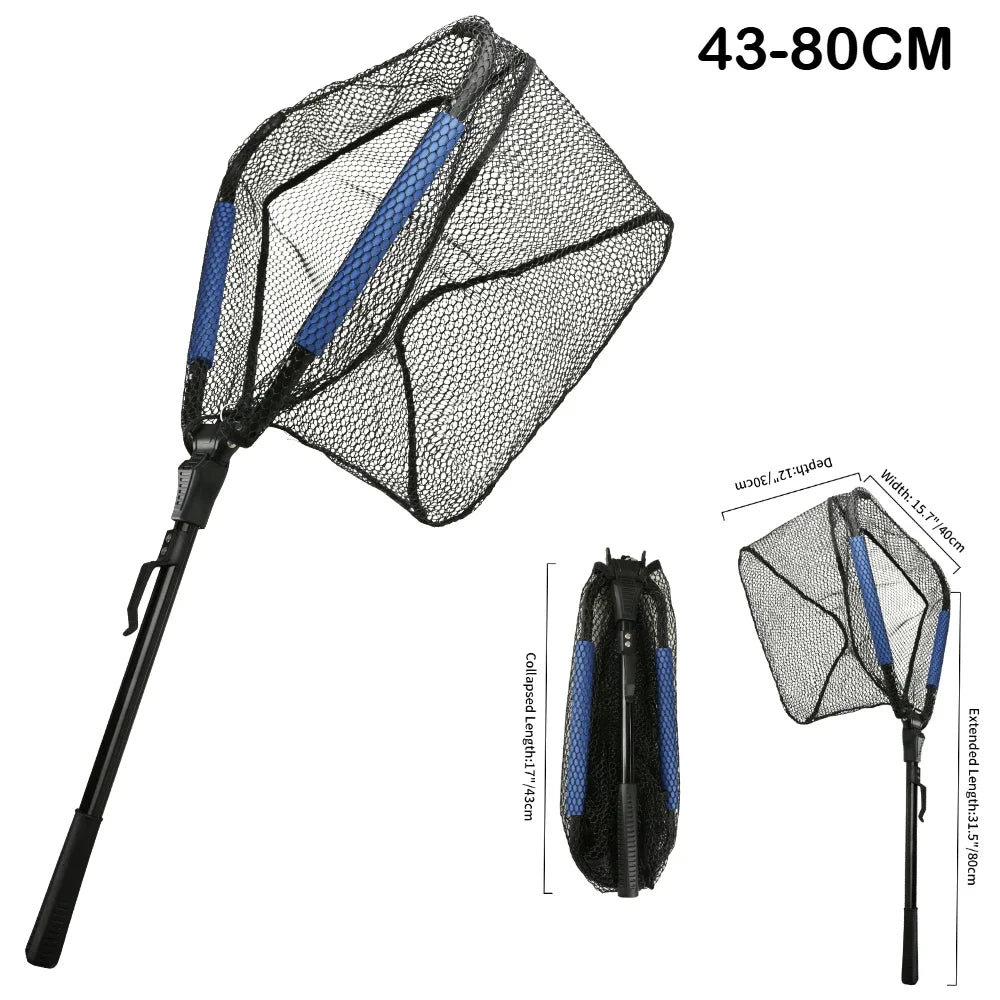 Triangle Fishing Landing Net with Telescoping Pole Handle Easy Catching or Releasing Fishing net for Fly Trout Carp Course Sea