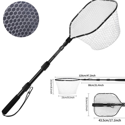 Retractable Landing Net Folding 1.9m/1.5m/1.3m Telescopic Fishing Net Outdoor Sea Mesh Portable Hand Dip Net For Carp Fly Fun