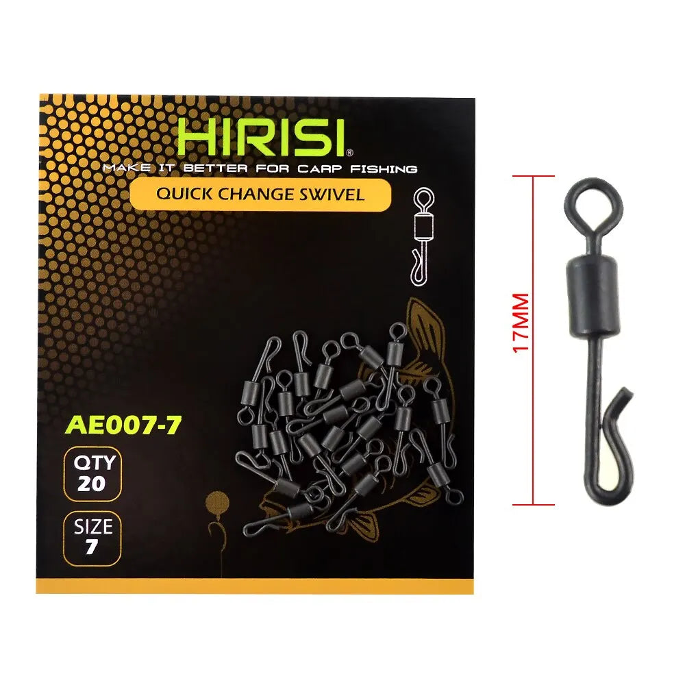Carp Fishing Swivels Quick Change Matt Black for Carp Fishing Rig Fishing Terminal Tackle Pack of 20