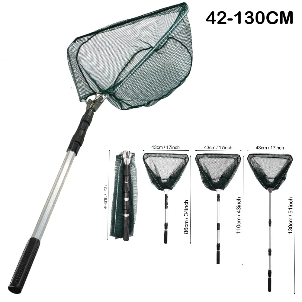 Triangle Fishing Landing Net with Telescoping Pole Handle Easy Catching or Releasing Fishing net for Fly Trout Carp Course Sea