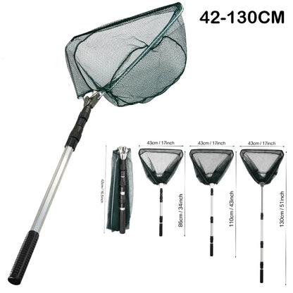 Triangle Fishing Landing Net with Telescoping Pole Handle Easy Catching or Releasing Fishing net for Fly Trout Carp Course Sea