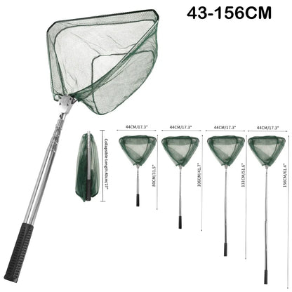 Triangle Fishing Landing Net with Telescoping Pole Handle Easy Catching or Releasing Fishing net for Fly Trout Carp Course Sea