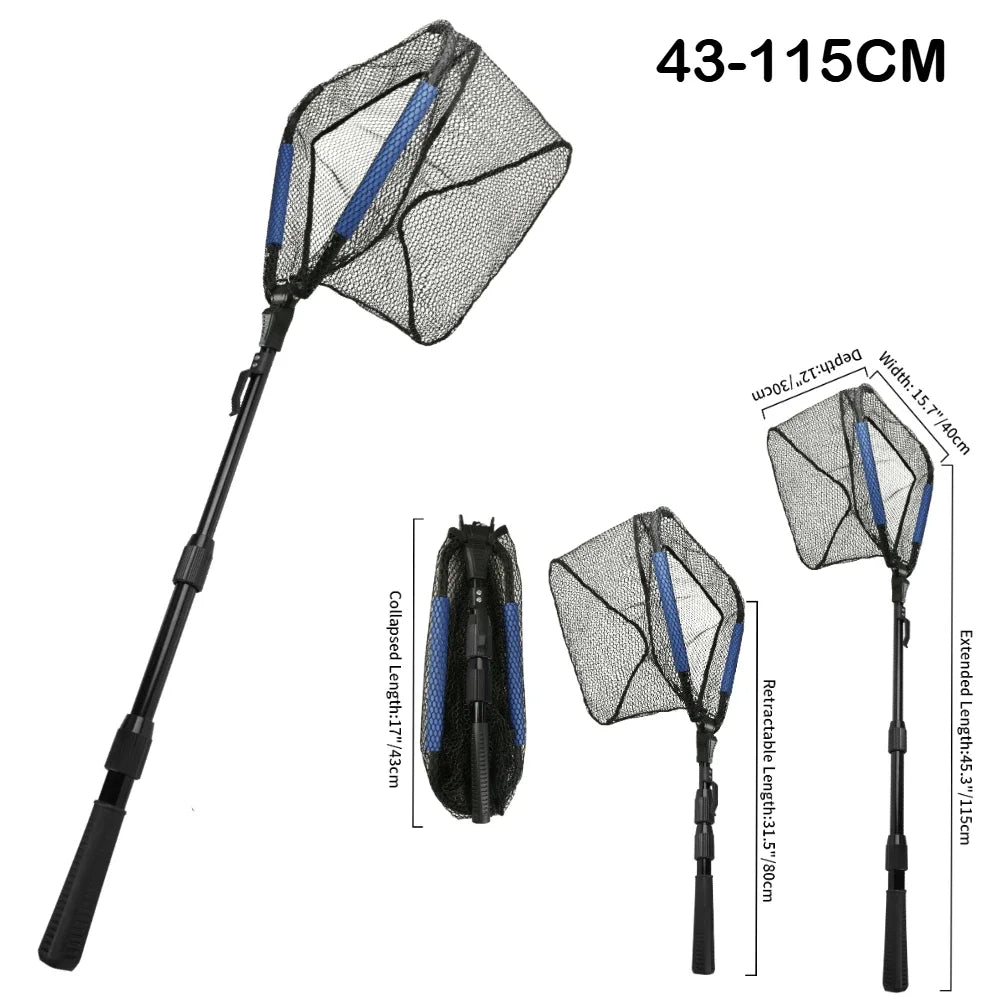 Triangle Fishing Landing Net with Telescoping Pole Handle Easy Catching or Releasing Fishing net for Fly Trout Carp Course Sea