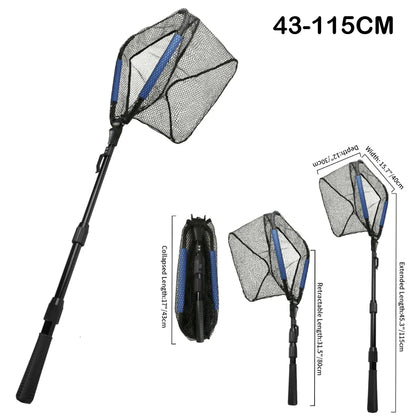 Triangle Fishing Landing Net with Telescoping Pole Handle Easy Catching or Releasing Fishing net for Fly Trout Carp Course Sea