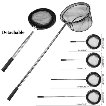 Retractable Landing Net Folding 1.9m/1.5m/1.3m Telescopic Fishing Net Outdoor Sea Mesh Portable Hand Dip Net For Carp Fly Fun