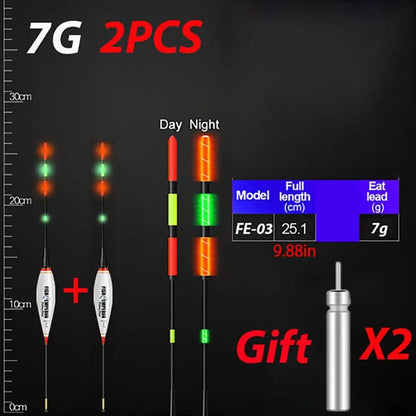 2Pcs/Lot Summer Fishing LED Night Luminous Electronic Float BuoyLarge Buoyancy 3g-13g With CR425 Battery 2024 Fishing Tackle