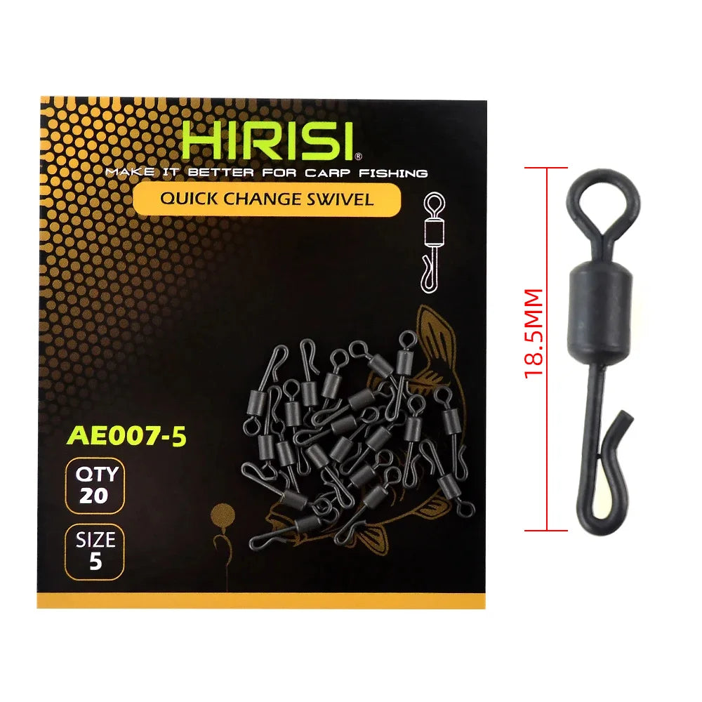 Carp Fishing Swivels Quick Change Matt Black for Carp Fishing Rig Fishing Terminal Tackle Pack of 20