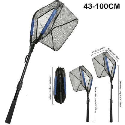 Triangle Fishing Landing Net with Telescoping Pole Handle Easy Catching or Releasing Fishing net for Fly Trout Carp Course Sea