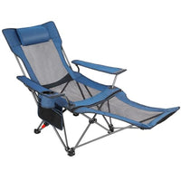 REDCAMP Folding Camping Chairs with Foot Rest Adjustable Backrest Portable Heavy Duty Outdoor Mesh Reclining Lawn Chairs for Adults Blue